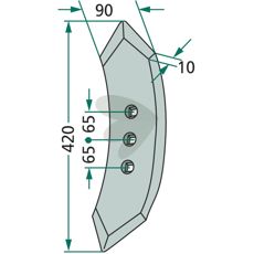 Skærespids med radius 300, 420mm lang, til Kuhn og Huard.