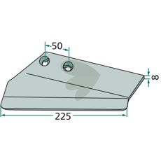 Venstre vinger 225mm til Kverneland/Rau, perfekt til jordbearbejdning.