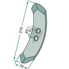 Smalt skær med tykkelse 10mm og 45mm mellem hullerne til præcision i arbejdet.