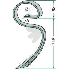Harvpind komplet med buet skær, designet til effektiv jordbearbejdning.