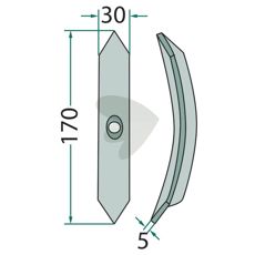 Skær 170x30x5, højkvalitets værktøj til traktortilbehør og bearbejdning.