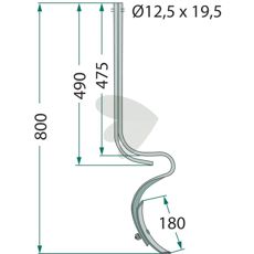 Pin med skær 40x10mm, 800mm lang, til præcis pasform og funktion.