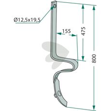 Løs pin med skær, 40x10mm, perfekt til Horsch og lignende maskiner.
