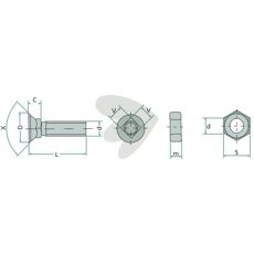 Plovskrue M12x45, klasse 8.8 til områder med moderat belastning.