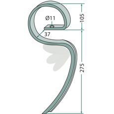 Harvetand 25x8 mm, ideel til at forbedre bearbejdning og gennemførelse af landbrug.