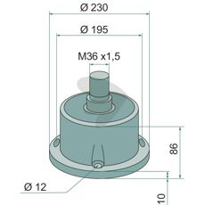 Højre lager kpl. M36x1, designet til langvarig anvendelse.