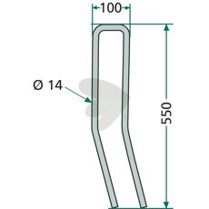 Efterslæbspin 100x550 mm, Ø14 mm til effektiv jordbehandling.