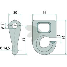 Sjækel 1mm, 55mm, ideel til tunge forbindelser.