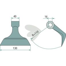 Hammerslag 40/130mm med huldiameter 16 mm, robust og effektiv.