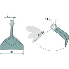Hammerslag 10/85mm med hul på 14,5 mm, til præcision.