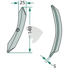 Skær Kverneland 25x5x140 mm, høj ydeevne til skærefunktioner.