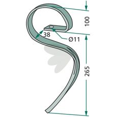Buet harvpind 26x10 mm, ideel til jordforarbejdning.