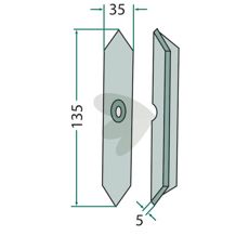 Lige skær 135x35x5mm, ideel til jordforarbejdning og dyrkning.