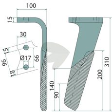 Højre rotorharvetand for effektiv jordbearbejdning i din traktor.