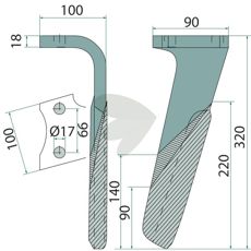 Kvalitets venstre rotorharvetand for din traktor og landbrug.