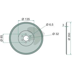 Stabil tallerken N02502A0 for traktorer og landbrugsmaskiner.