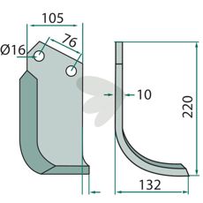 Højre fræserkniv 52359610, perfekt til præcision i jordbearbejdning.