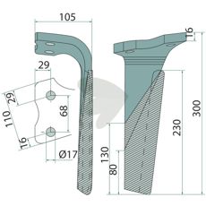 Højre rotorharvetand 5539400, perfekt til at optimere traktorens ydeevne.