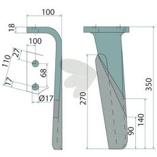 Venstre rotorharvetand 52552510, høj kvalitet og holdbar til traktorer.