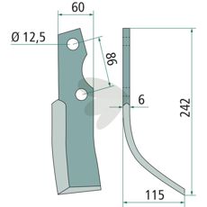Fræsetand Kuhn c-c 86mm, vigtig til effektiv jordbearbejdning.