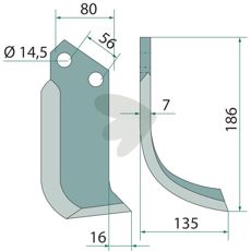 Fræsetand Kuhn c-c 56mm, perfekt til at bearbejde svær terræn.