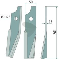Rotorblad Kuhn på 261 mm, designet til effektiv skæring og præcision i arbejdet.