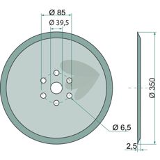 Såskive Ø 350 mm, vigtig for nøjagtig såning og plantebeskyttelse.