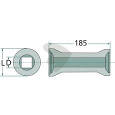Mellemstykke til firkantaksel 28x28 og 30x30, perfekt til stabil montering.