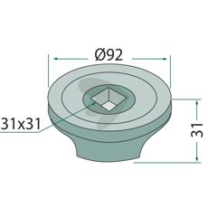 Indvendig flange til firkantaksel 30x30, forstærker koblingens holdbarhed.