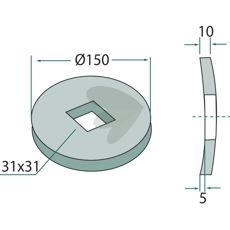 Kompensationsskive 28x28, 30x30 x150 mm, optimerer akslens ydeevne.