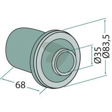 Afstandsstykke med hul 35mm, giver præcision i installationen af komponenter.