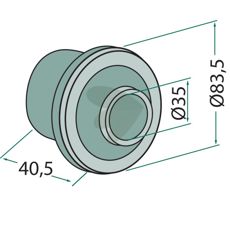 Afstandsstykke 35mm hul, sikrer nøjagtighed ved montering af aksler.