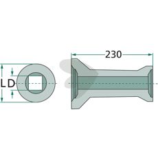 Mellemstykke til firkantaksel 40x40, bidrager til maskinens stabilitet.