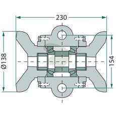 Komplet leje til firkantaksel 36x36 mm inklusive reducerende bøsninger.