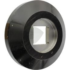 Udvendig flange med diameter 158 mm, perfekt til maskindele.