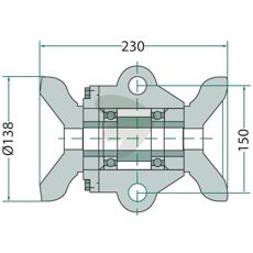 Fuldt leje til firkantaksler med dimensioner 36x36 mm.