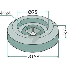 Udvendig flange til firkantaksel 40x40 mm, kompatibel med model 18031-0404.