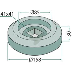 Udvendig flange til firkantaksel 40x40, vigtig komponent for stabilitet.