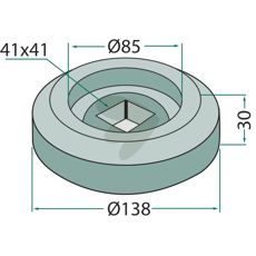 Indvendig flange til firkantaksel 40x40, nødvendig for sikkerhed.
