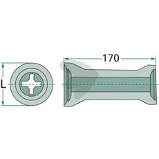 Mellemstykke for firkantaksel 26x26, perfekt til maskinkonstruktion.