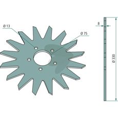 Såskive 330mm 75mm til optimal jordbearbejdning og såning.