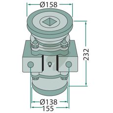 Komplet leje til firkantaksler med mål 40x40 mm.