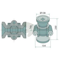 Komplet leje til firkantaksler, dimension 40x40 mm.