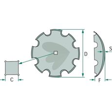 Tallerken tandet firkanthul 41X41 610x6mm, effektivt værktøj til jordbearbejdningsmaskiner.