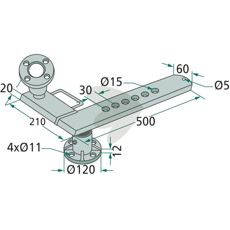Pladernav med skaft, ideelt til at styre og kontrollere redskaber.