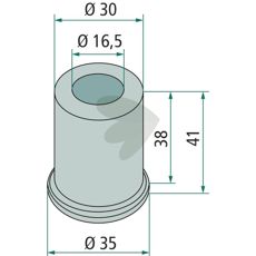 Bøsning Breviglieri med målene 35mm, 30mm og 16,5mm, holdbar og pålidelig.