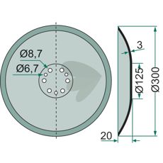 Skiveskær 307 mm, kompatibelt med Accord og Kverneland, høj kvalitet.