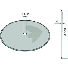 Skiveskær 400 mm med 4x12,5 mm, stærk og holdbar til landbrug.