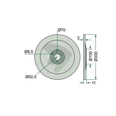 Såskær med hulcirkel Ø70 mm, perfekt til såning og jordbearbejdning.