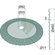 Bølget skiverist, Ø 460 mm, 18 tommer for øget jordbearbejdningseffektivitet.